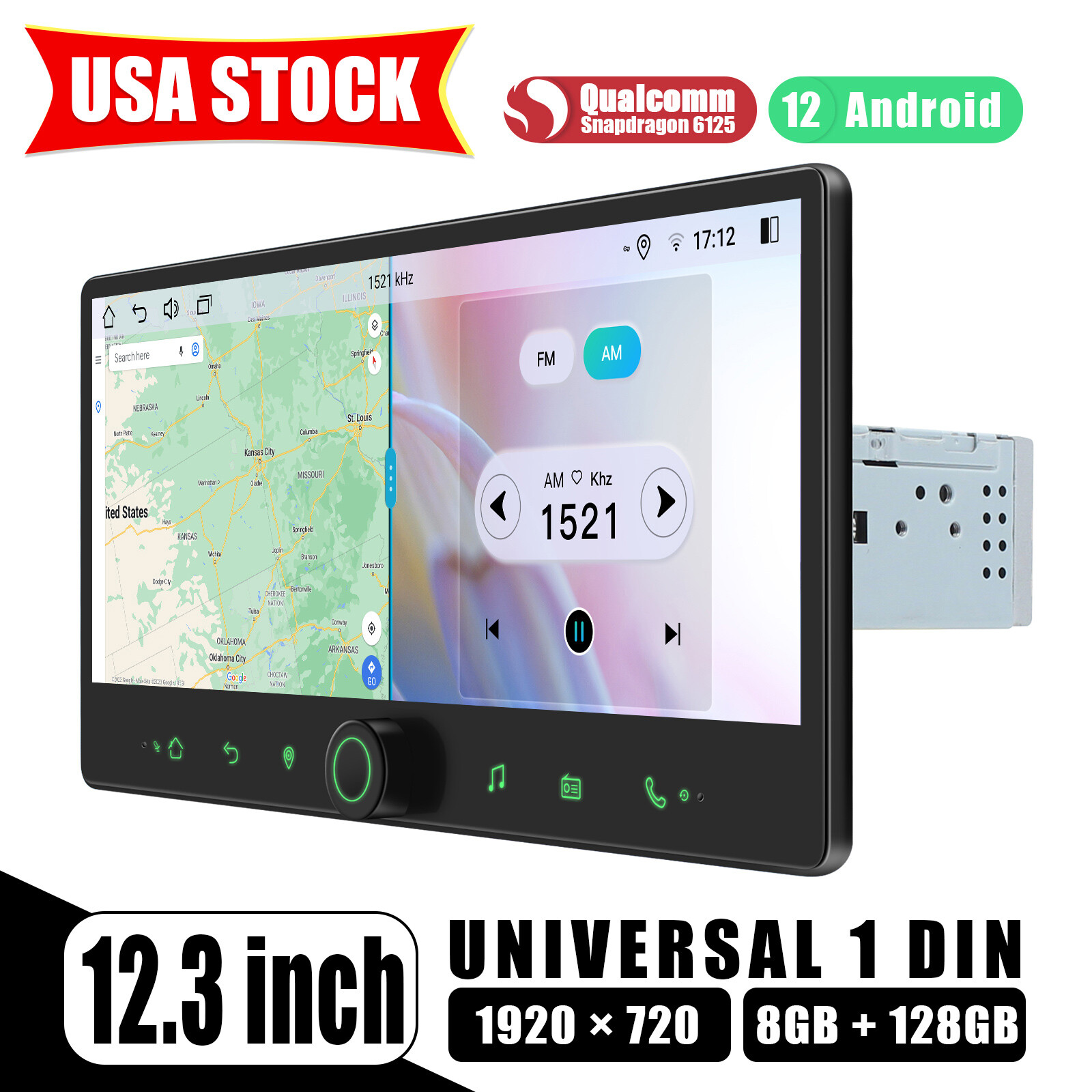 JOYING 12.3″ 1920*720P Single Din Android 12 Universal Car Radio Headunit 8 Core