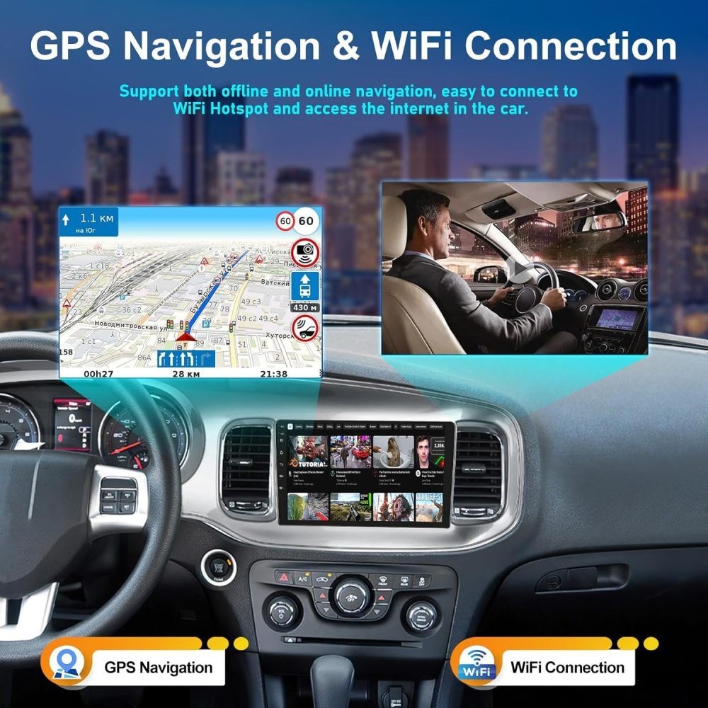 4+64GB Android 15 Car Stereo Radio GPS Navi Carplay For Dodge Charger 2011-2014