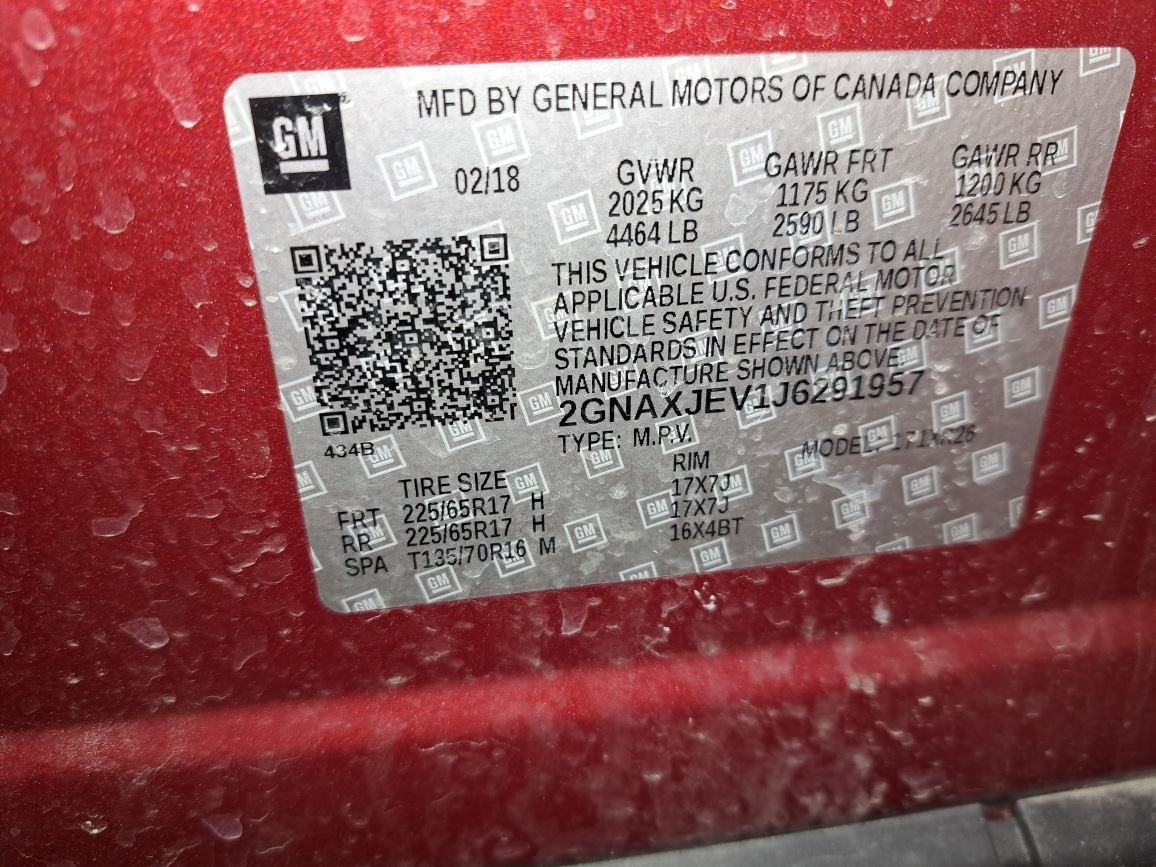 2018 Equinox Control Panel Sku#4360188