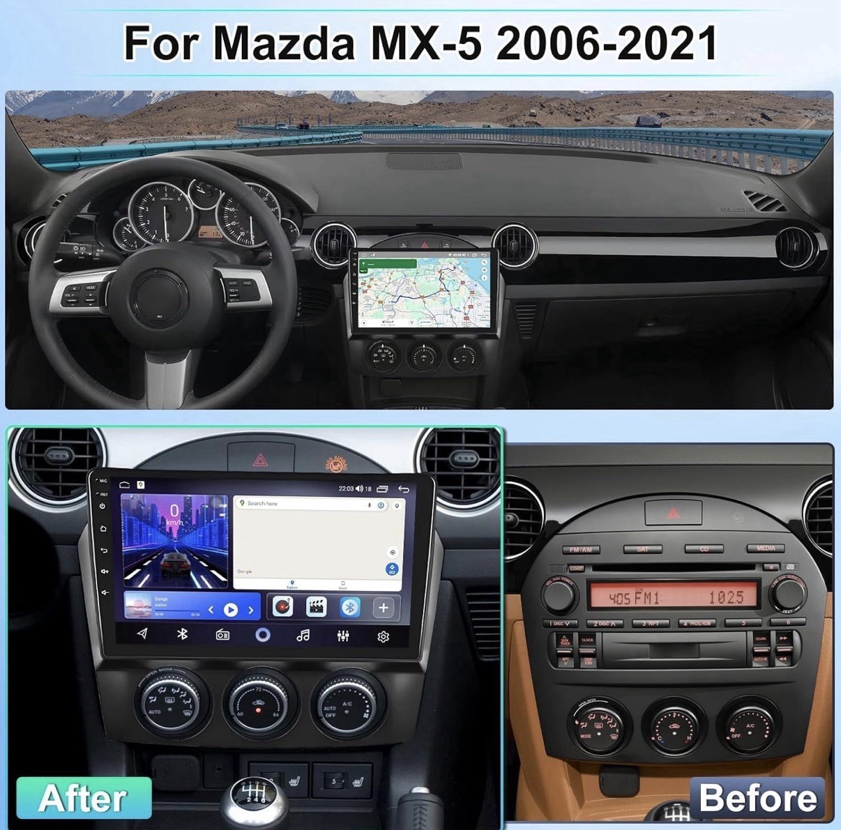 Carplay Radio for Mazda Mx-5 Miata 2006-2021 Android 14 Car Stereo GPS Navi WIFI