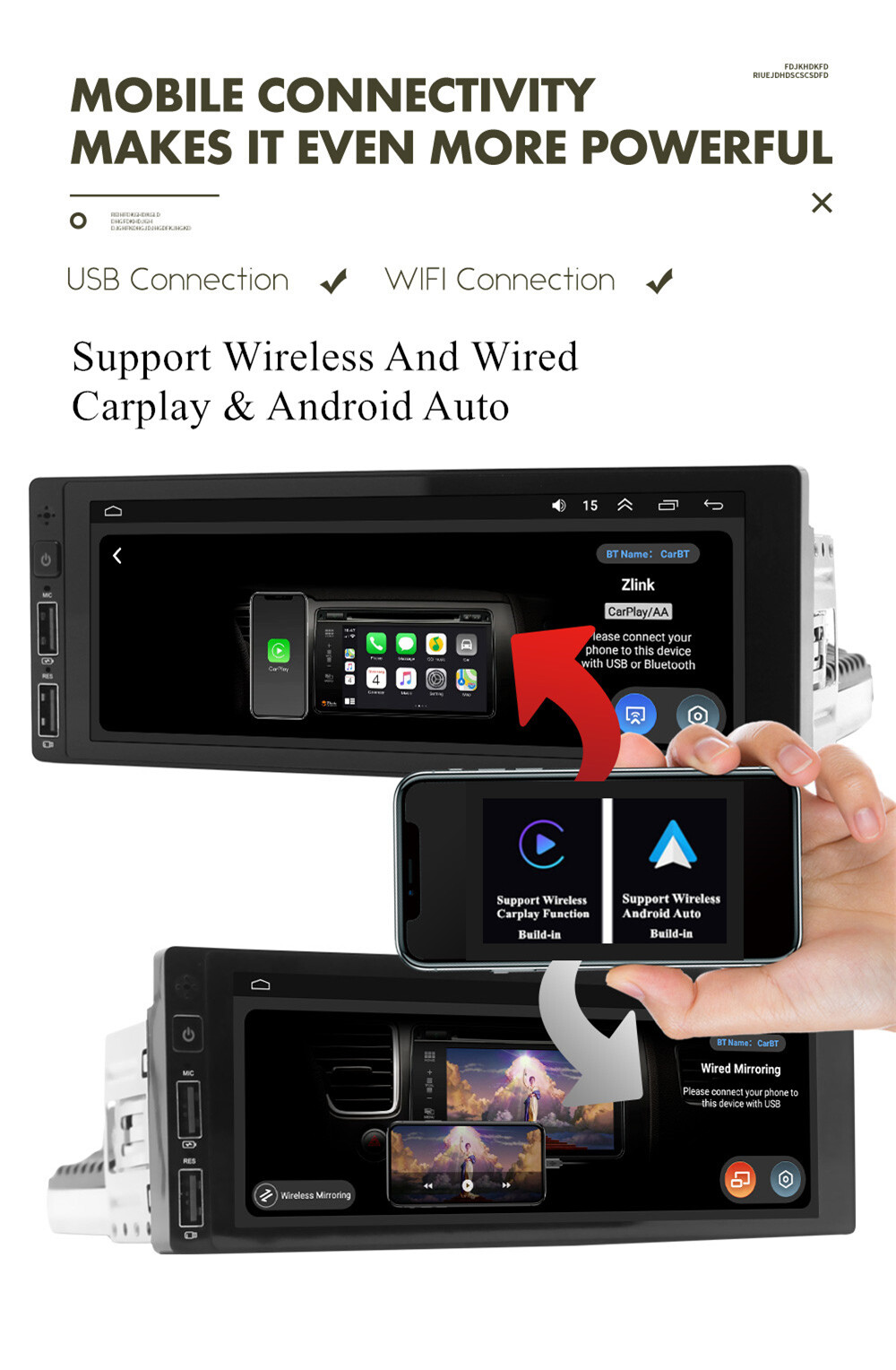 Fit For Dodge Ram Charger 1981-1993 6.8in Car Stereo Radio Player WIFI Bluetooth