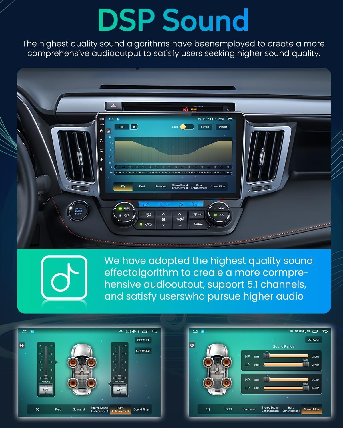 For 2013-2018 Toyota RAV4 Apple Carplay Car Stereo Radio GPS Android 13 4+64GB