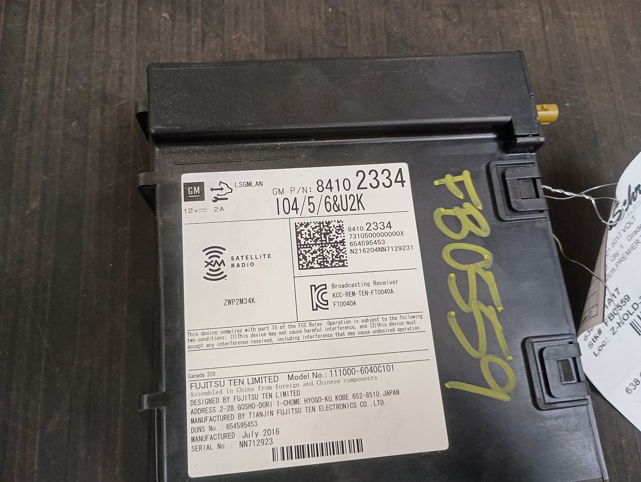 2017 Chevrolet Volt Radio Receiver Equipment 3082179