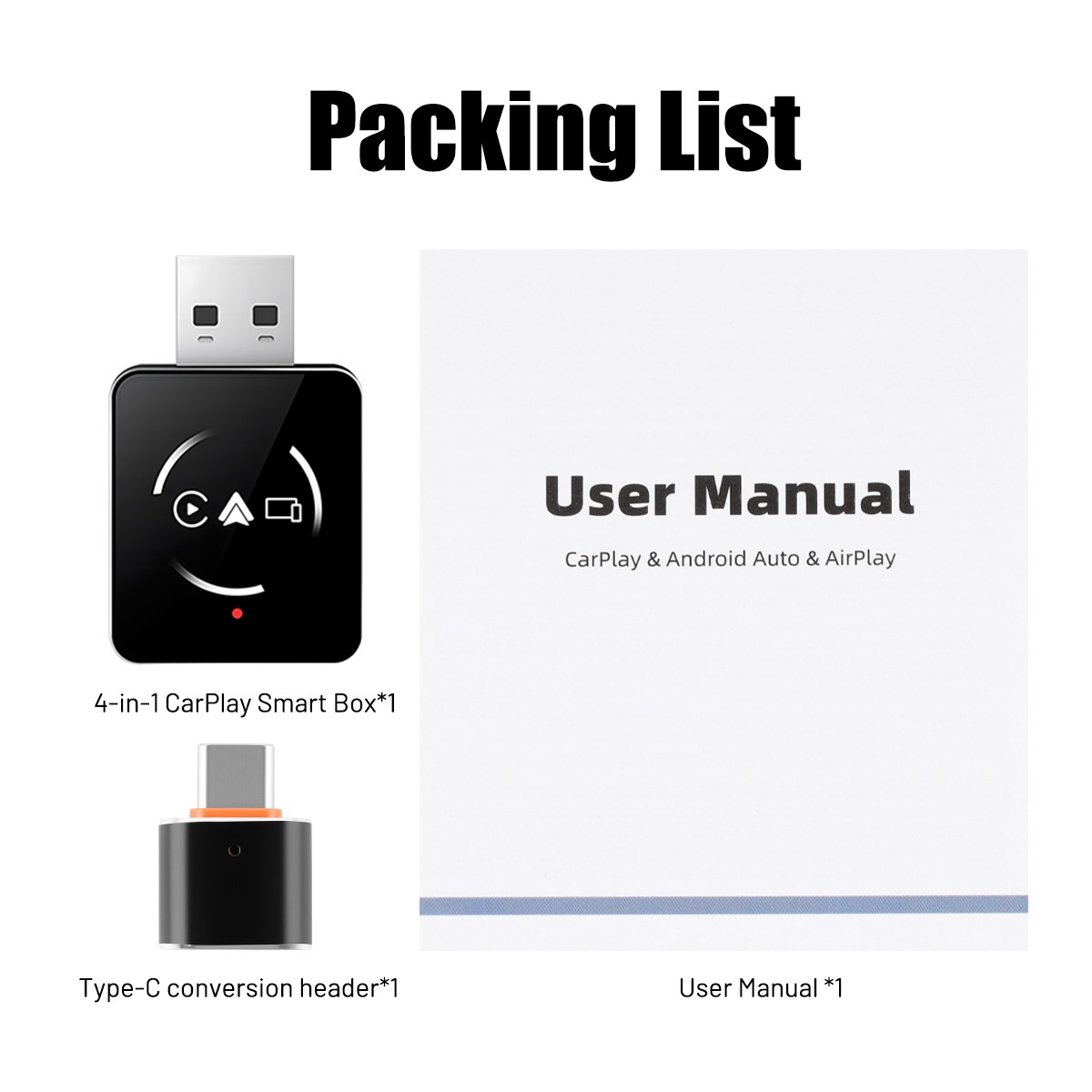 USB Wireless CarPlay Adapter for Apple iPhone / Android Auto Adapter Plug & Play
