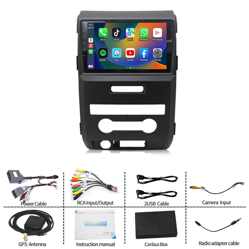 For Ford F150 F-150 2009-2014 Apple Carplay Android 14.0 Car Stereo Radio 4+64GB