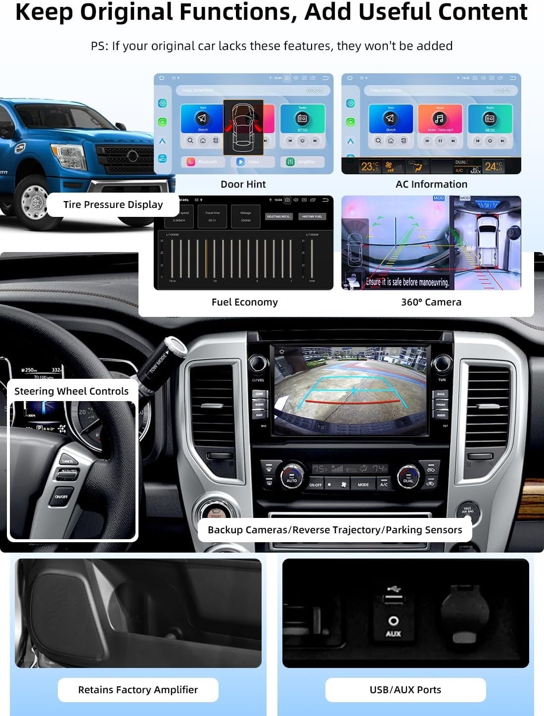 Dasaita 9″ QLED Car Stereo for Nissan Titan 2016-2020 CarPlay 4G LTE Bluetooth