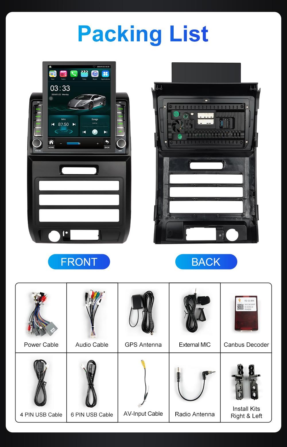 9.7″ Apple CarPlay for Ford F-150/F150 2009-2012 Stereo 2+32GB GPS Radio Navi BT