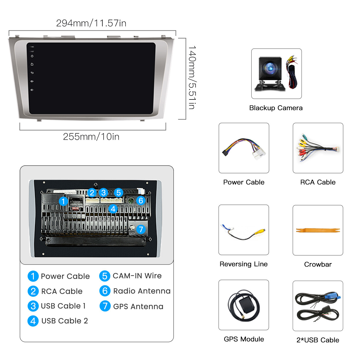 Android 12 Apple CarPlay GPS Navi For Toyota Camry 2007-2011 Car Stereo Radio
