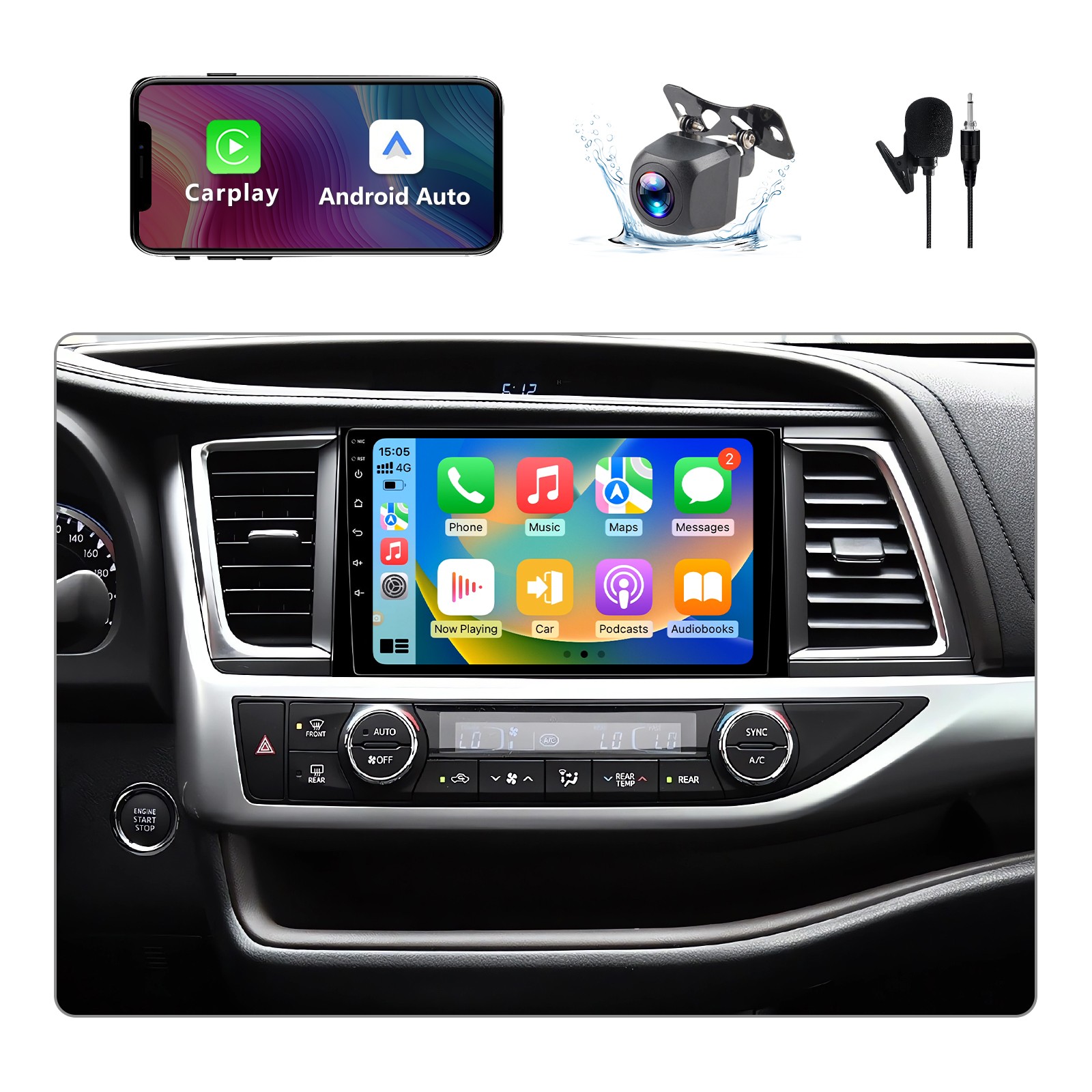 10″ For Toyota Highlander 2014-2019 Carplay Car Stereo Radio Android 13 GPS NAVI