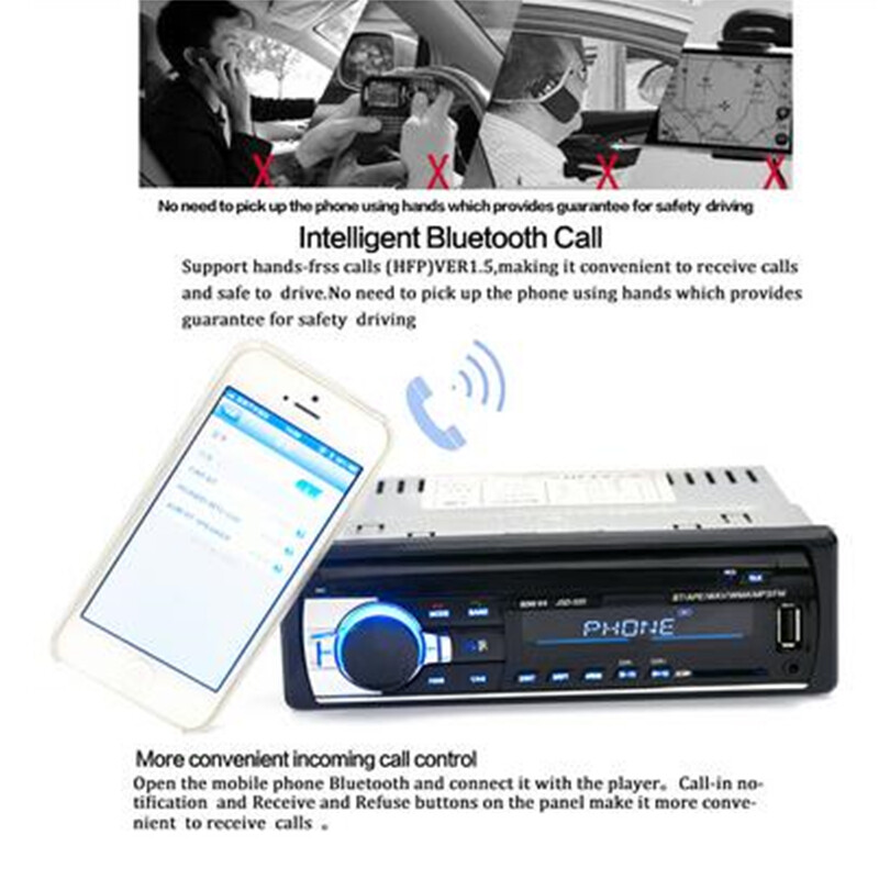 Bluetooth Car Radio Stereo MP3 Player In-Dash Audio Receiver Aux-In SD USB FM