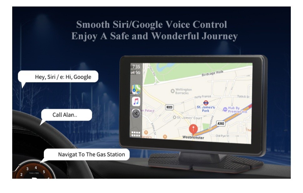 Wireless Apple CarPlay & Android Auto, 7-inch IPS Touchscreen Wireless A-pple Ca