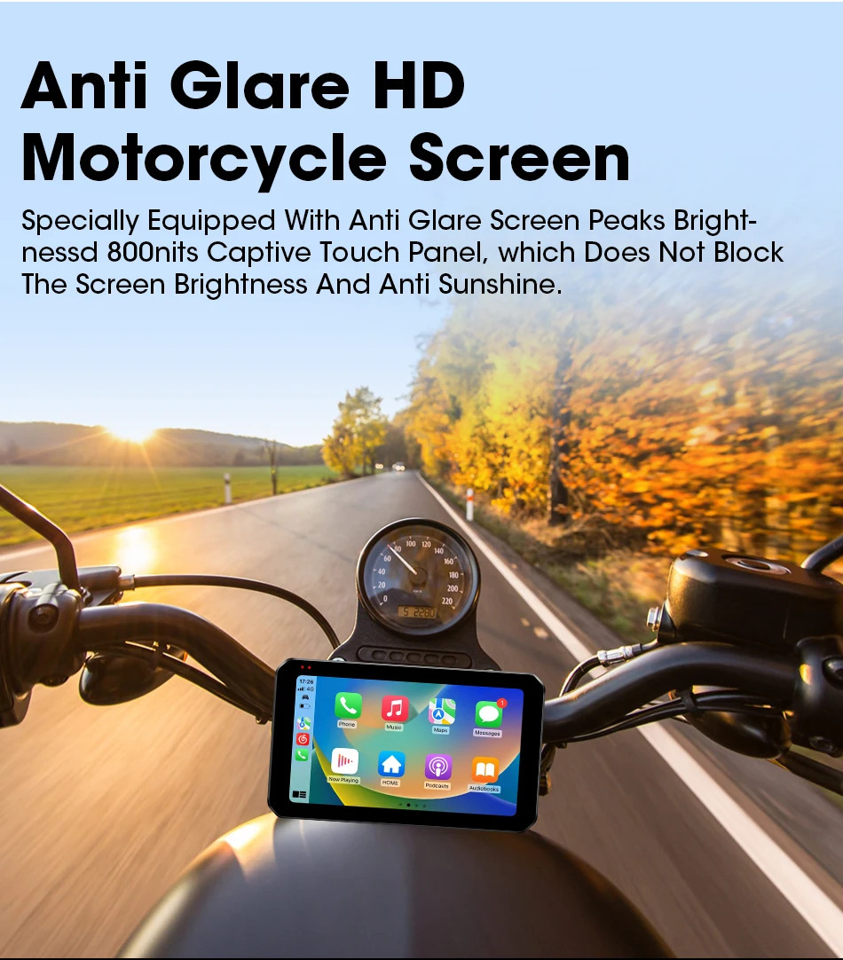 5.5 inch Carplay For Motorcycle 2K HD DVR GPS Navigation Wireless Android Auto