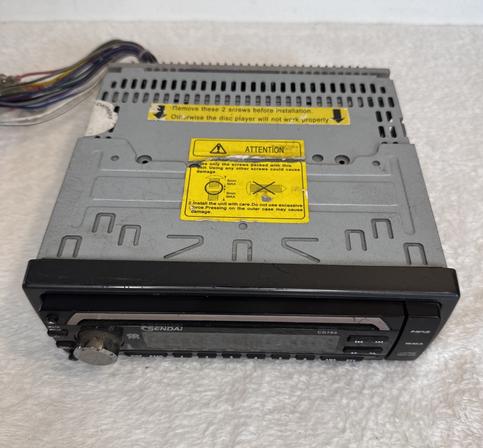 Sendai CD789 Used Car Stereo Head Unit CD/MP3 AM/FM In-Dash Not Tested