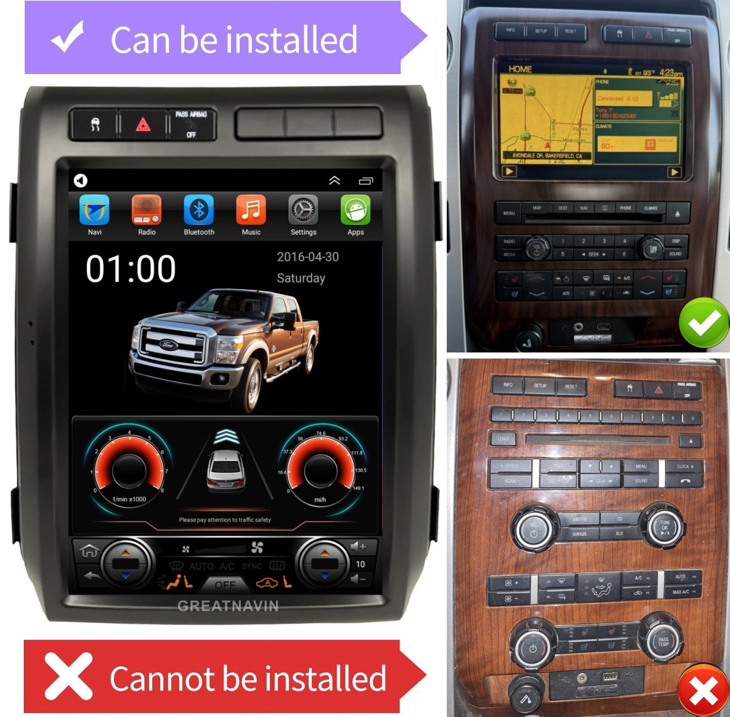 12.1“Car Radio For Ford F150 2009-2012 Apple Carplay Stereo Navi Tesla style GPS