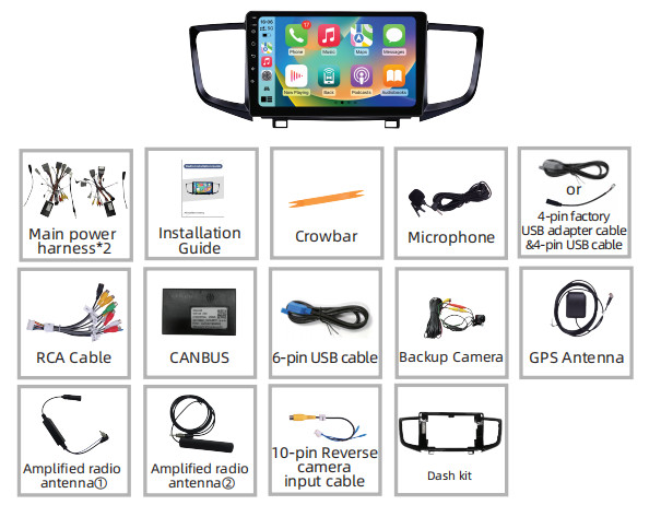 Car Radio Stereo Carplay For 2016-2020 Honda Pilot Head Unit GPS