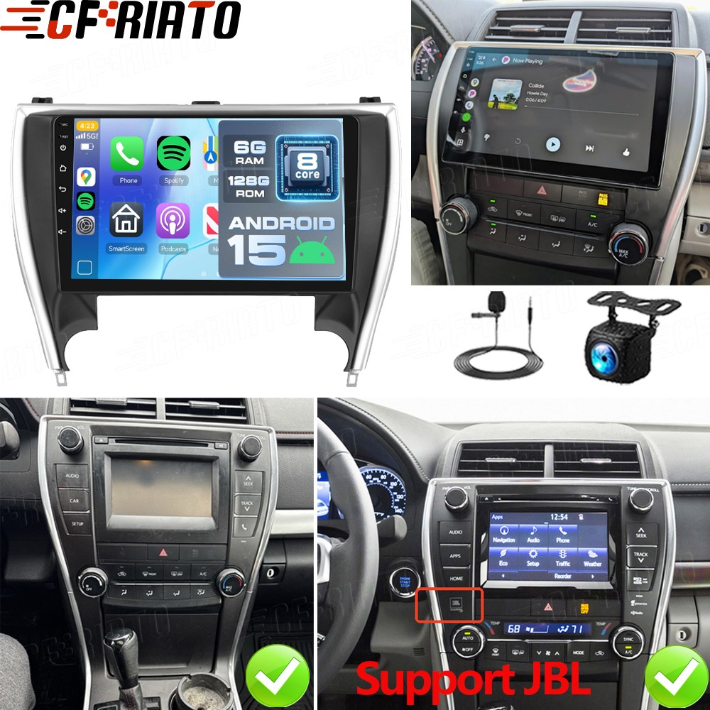 Plug&Play JBL 6+128G For 2015-2017 Toyota Camry Car Stereo Radio Android Carplay