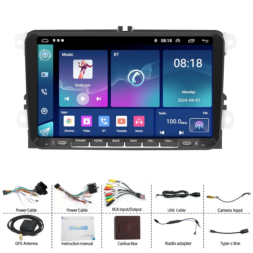 For Volkswagen VW Golf Polo Passa 9inch Car Radio Wireless CarPlay Android Auto