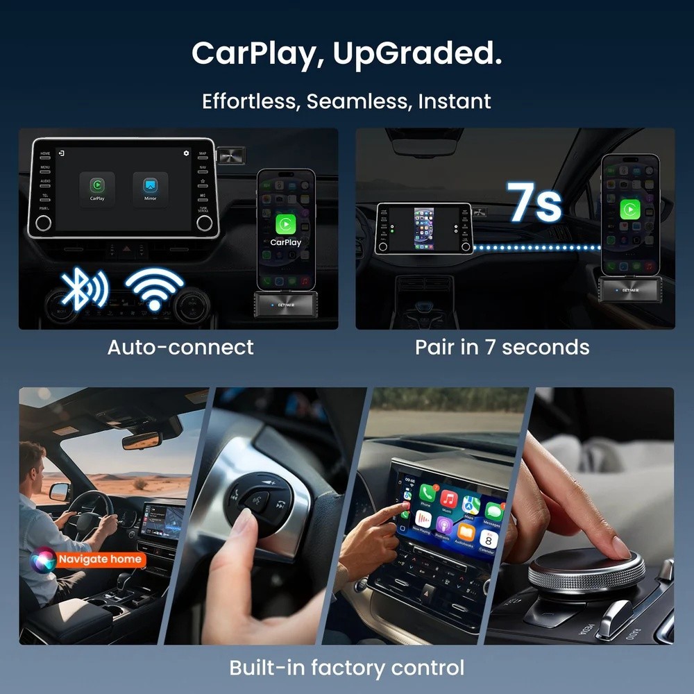 GetPairr Cast Wireless Screen Mirroring & CarPlay Adapter WiFi 6 Bluetooth 5.4