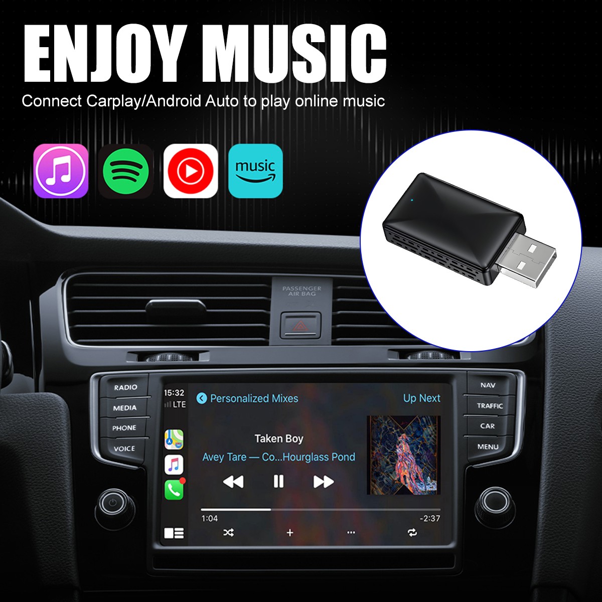 Wireless Carplay Android Auto Adapter Adapter USB Car Dongle Connect Box