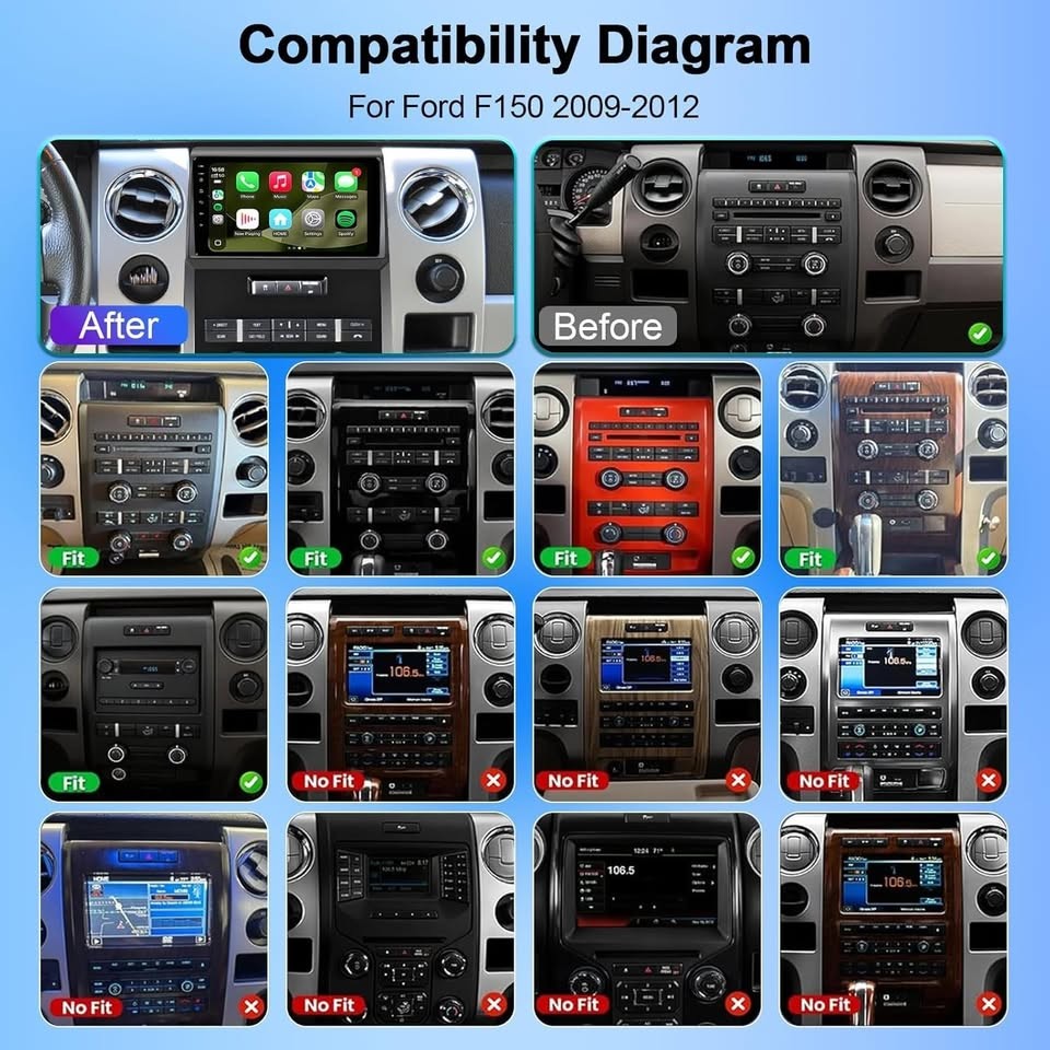 64GB Android 13 Car Stereo for Ford F150 2009-2012 w/ CarPlay & Cam