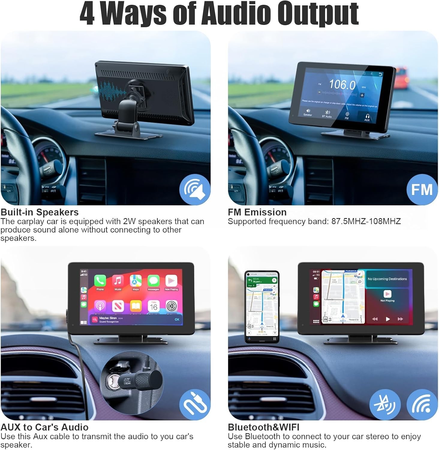 BDFFLY CP1-B CarPlay Android Auto Display Smart Screen Bluetooth WiFi
