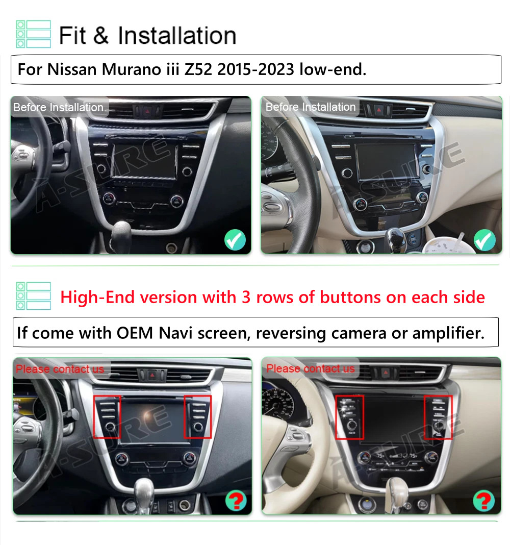 Car Stereo Radio Android 15 For Nissan Murano Z52 2015-2023 WIFI GPS CarPlay DSP