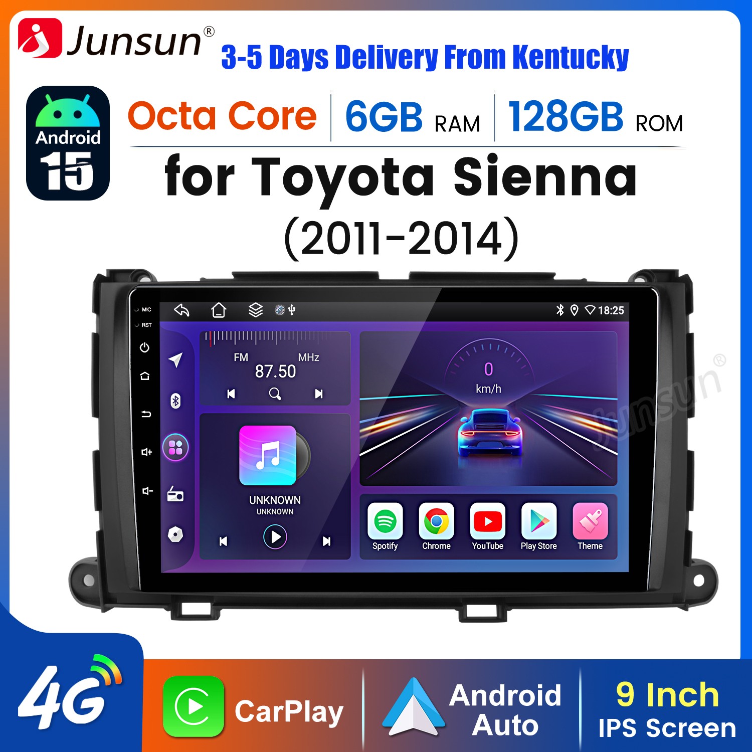 Car Stereo Radio GPS Navi For Toyota Sienna 2011-2014 6+128GB Carplay Android 15