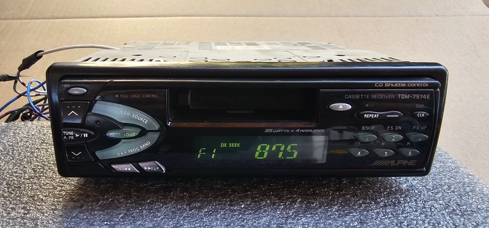 Vintage Alpine TDM-7574E Single Din Audio Car Stereo Cassette Radio Head Unit