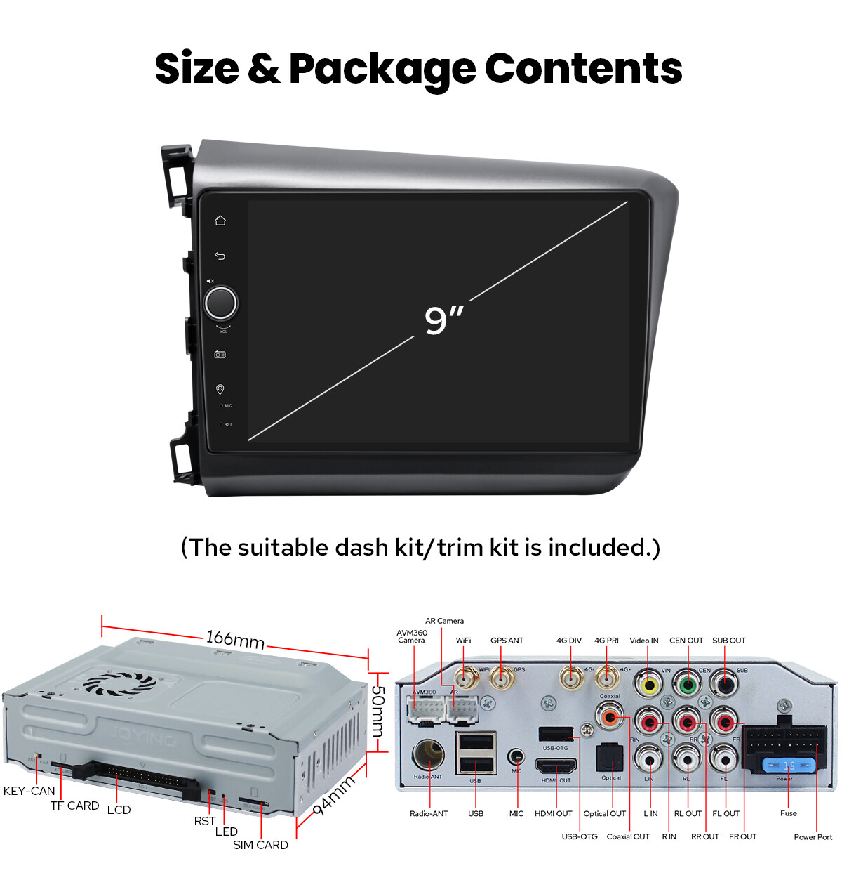 8+128GB for Honda Civic 2012 (Left Drive) 9″ Android 12 Qualcomm Chip Car Radio