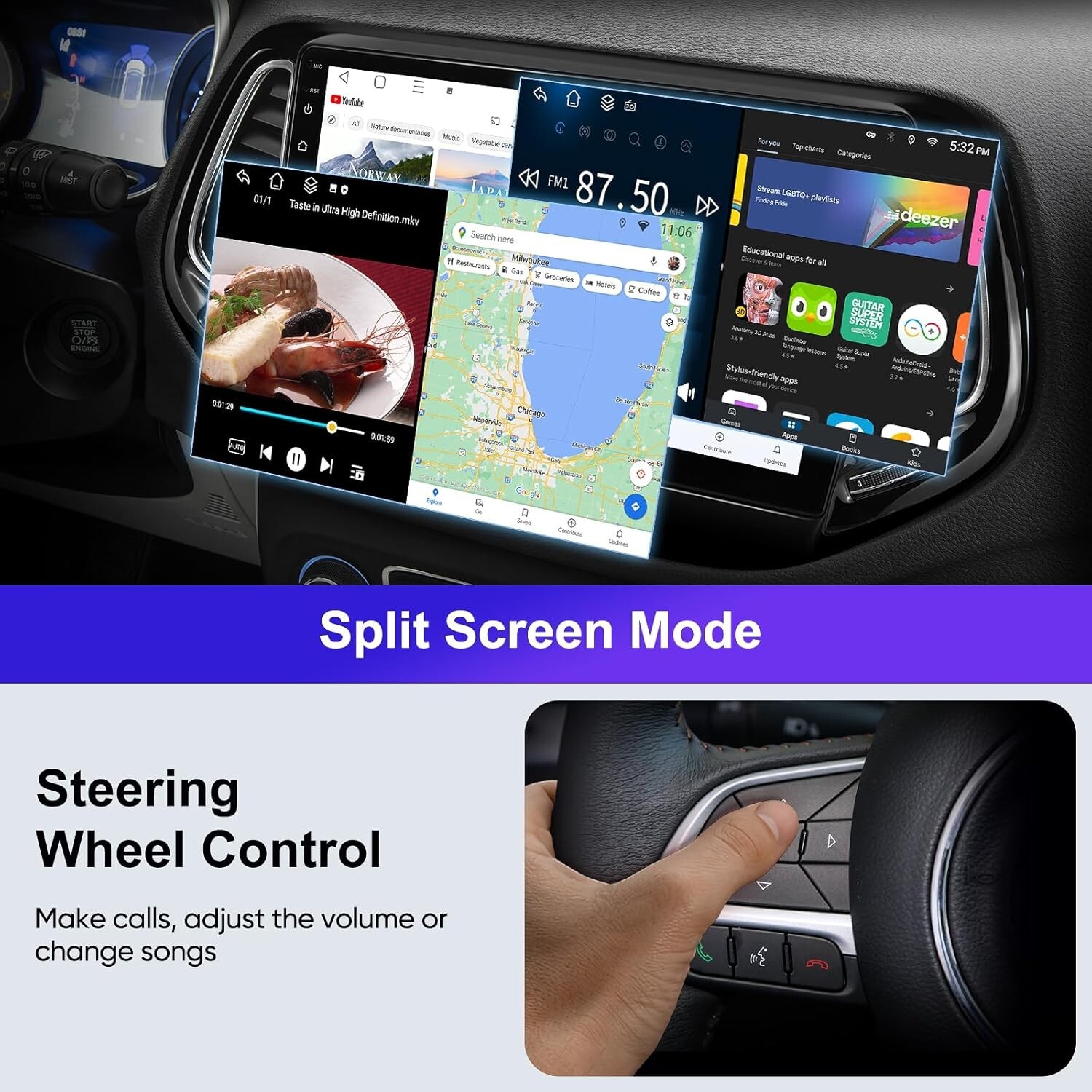 Android 12 Car Stereo Upgrade Radio for Jeep Compass 2017-20 Installation K