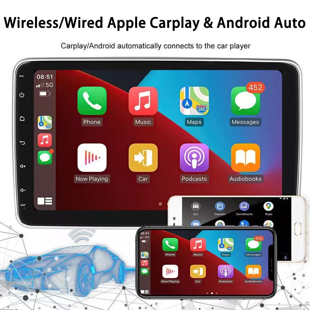Android 15 Double 2DIN Rotatable 10.1” Car Stereo Radio Carplay GPS Wifi BT 64G