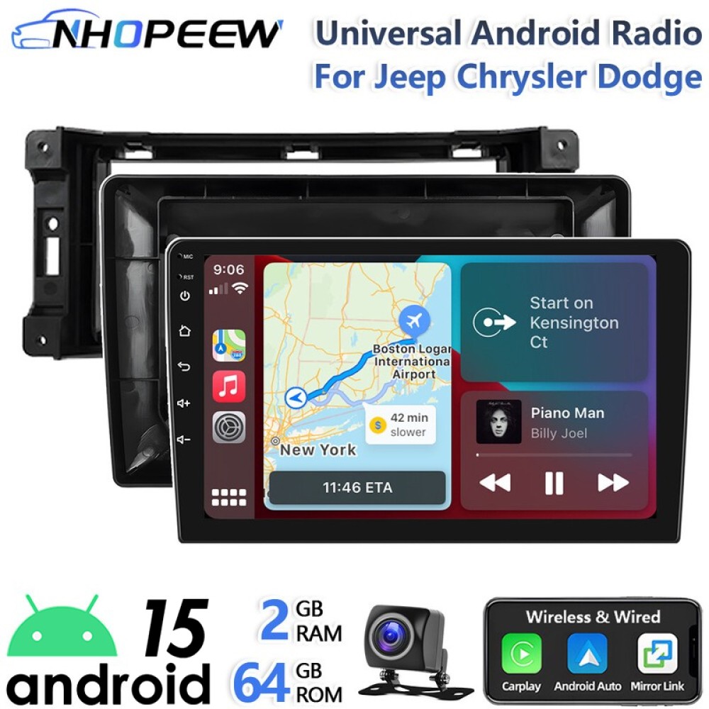 Android15 Carplay Car Stereo For Jeep Chrysler Dodge GPS Navi WIFI FM RDS Radio