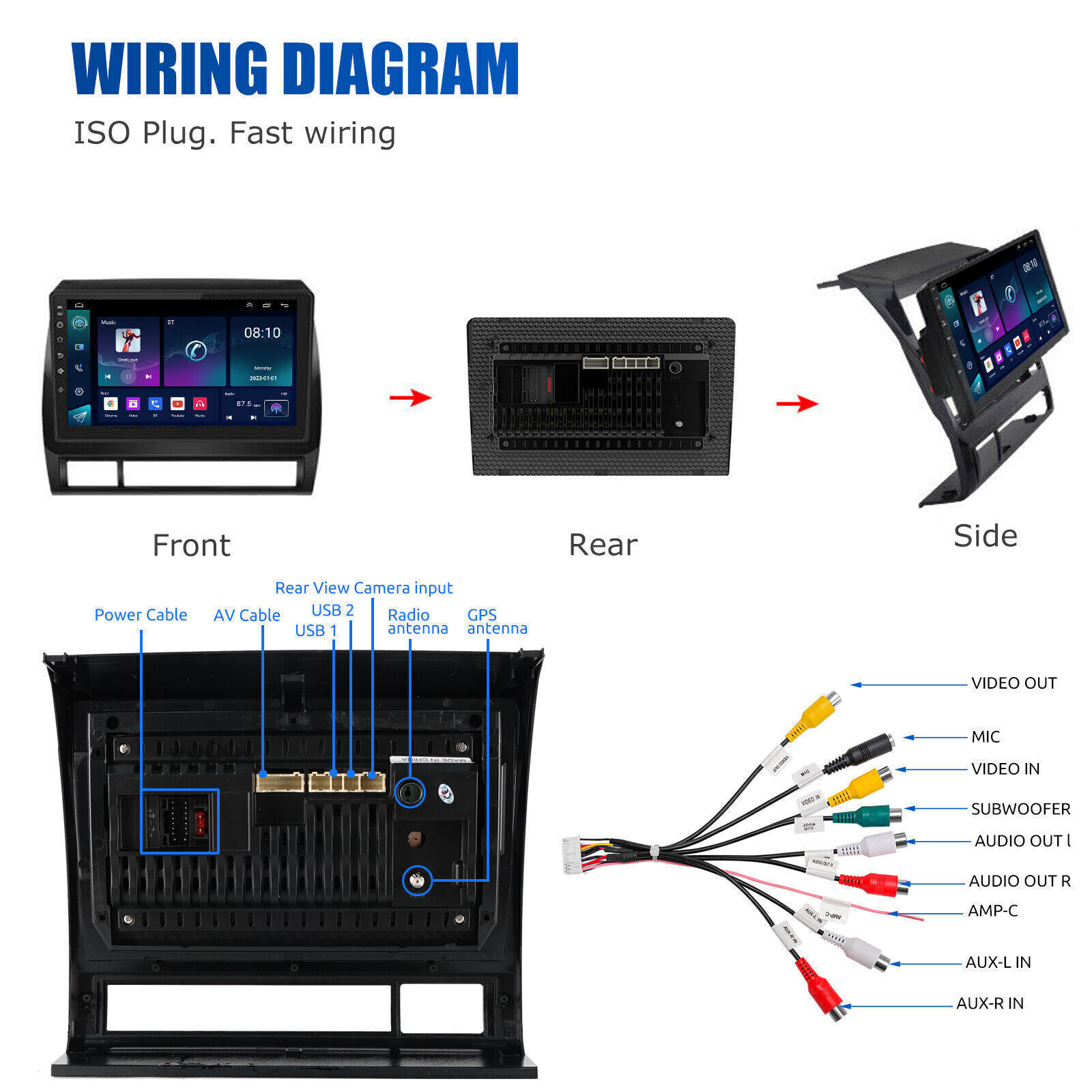 For Toyota Tacoma 2005-2013 Android 13.0 Car Radio Stereo GPS WIFI Carplay 4+64G