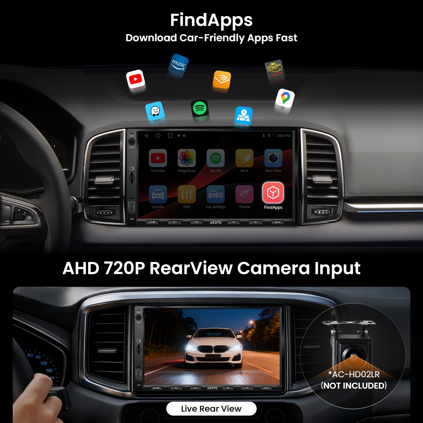 ATOTO 7in A6PF Android Car Radio Double DIN 2xBluetooth FM/AM RDS GPS NAVI Track