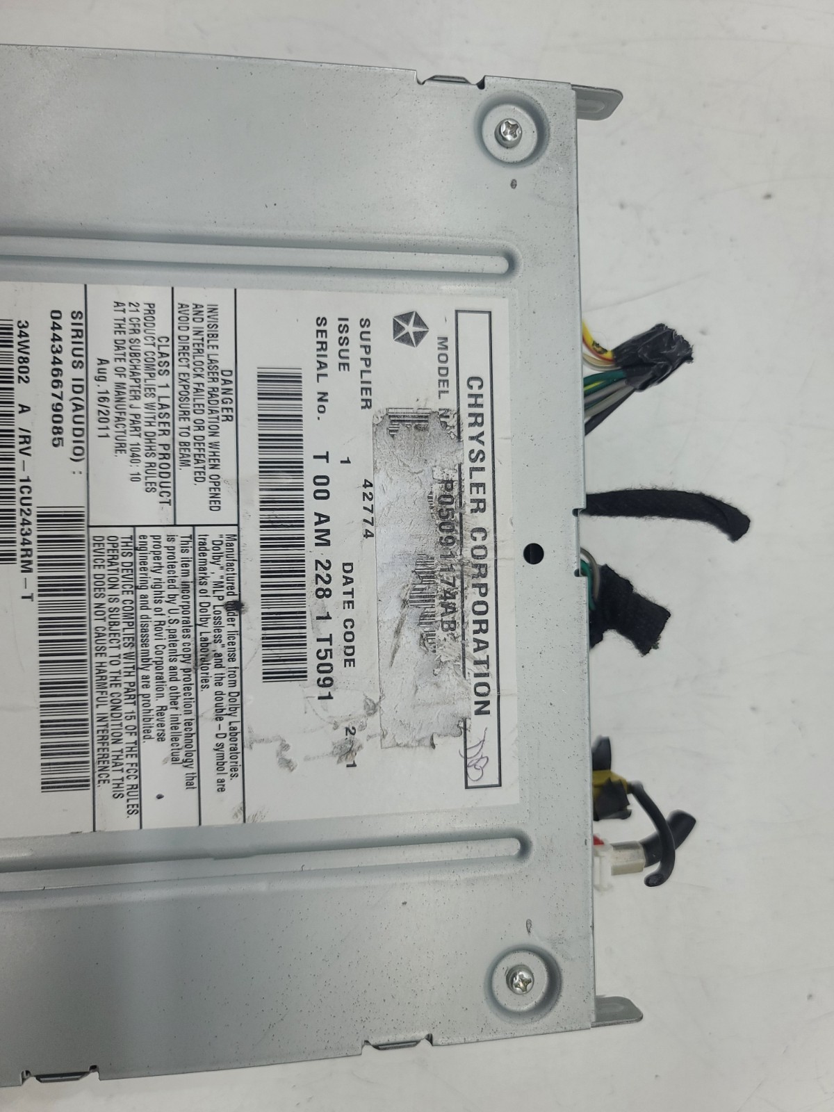 2007 – 2014 Chrysler Dodge Jeep AM FM Radio CD Player Aux OEM P05091195AB