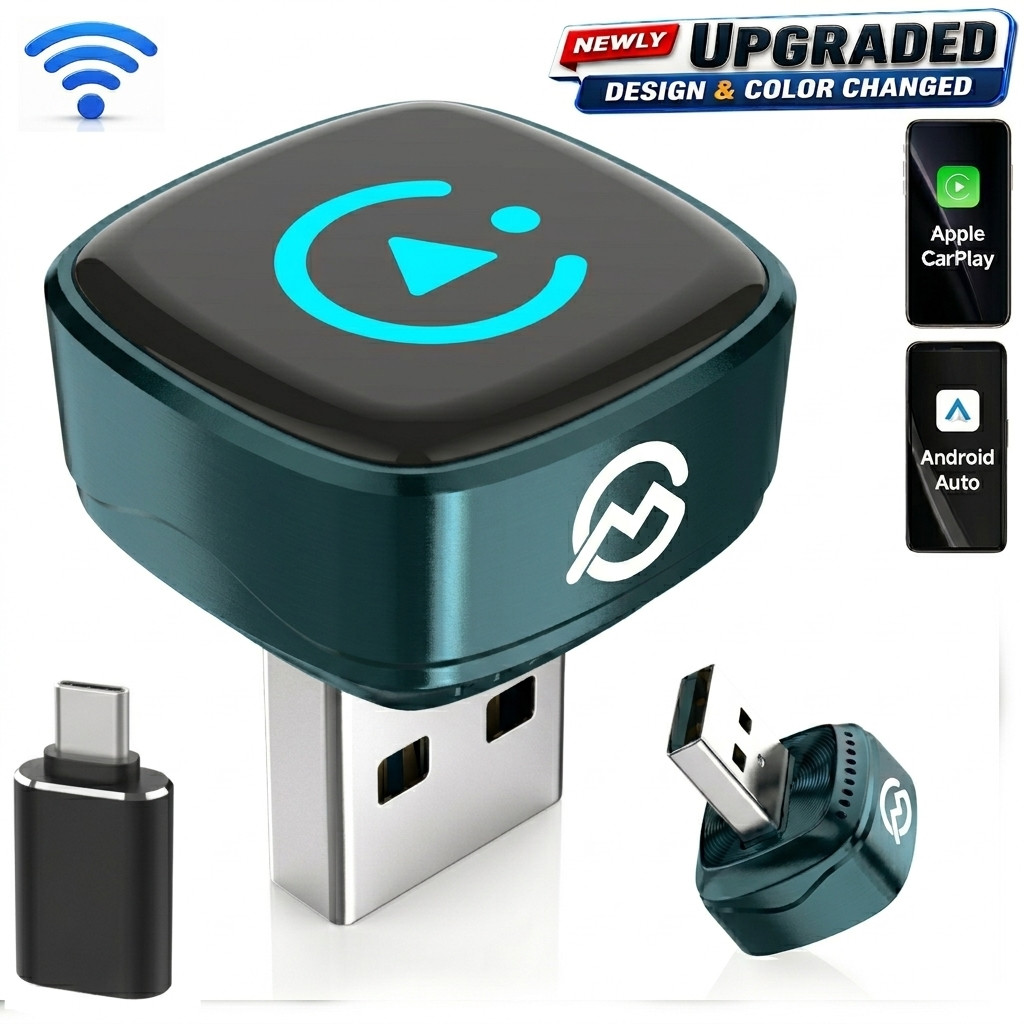2 in 1 Wireless Android Auto Adapter Carplay Adapter USB Car Dongle Connect Box