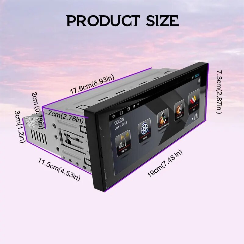 6.9 inch Single 1Din Car Radio GPS WiFi Mirror Link Bluetooth 1+16G Touch Screen