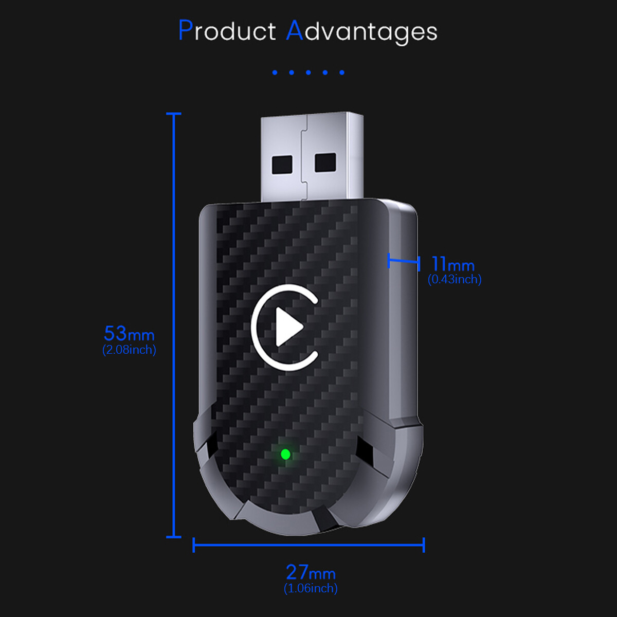 2025 Wireless CarPlay/Android Auto Adapter 5.0 USB-C 2-in-1 Smart Dongle A+