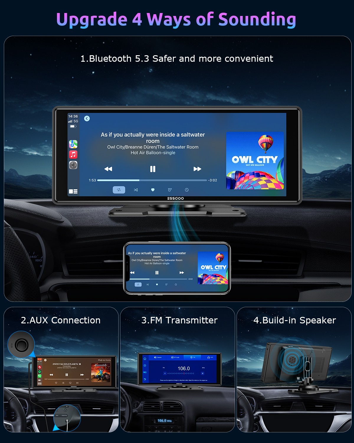 10.26 Inch IPS Touch Screen Car Portable Apple CarPlay Tablet Android Auto Radio