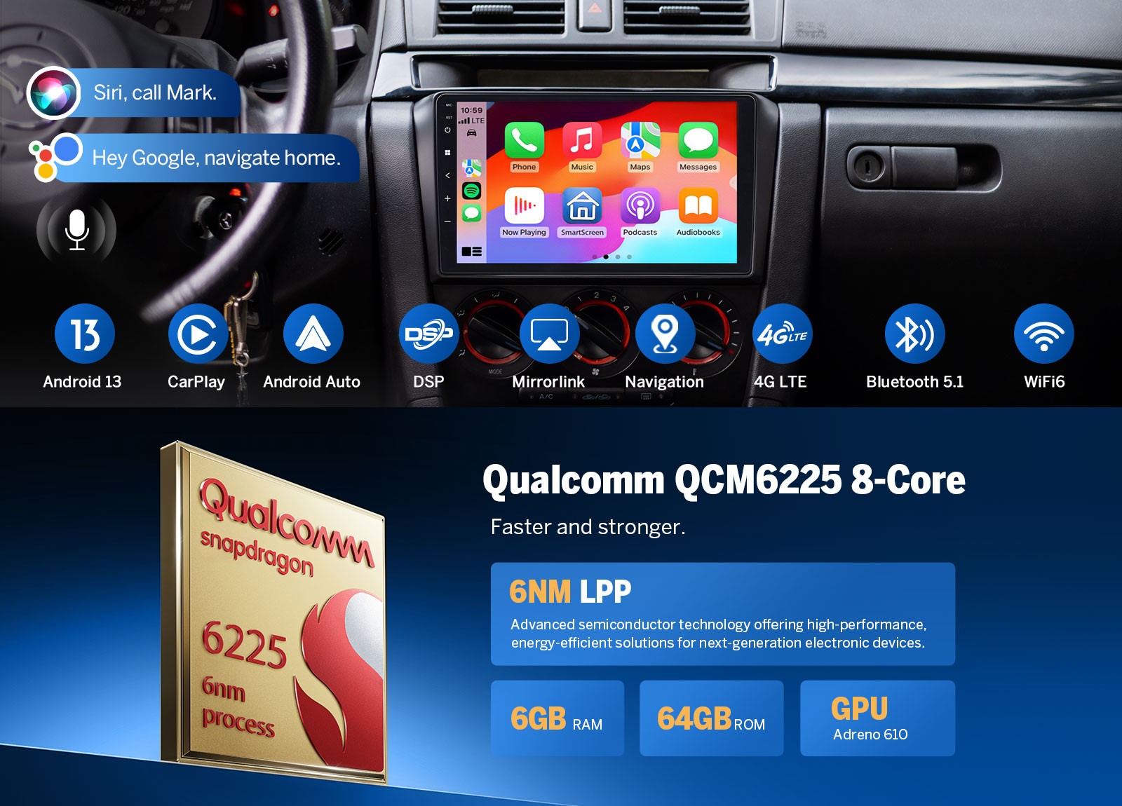 For Mazda 3 BK 04-09 9″ M3BKX6S Car Stereo GPS Android 13 8Core 6+64 CarPlay DSP