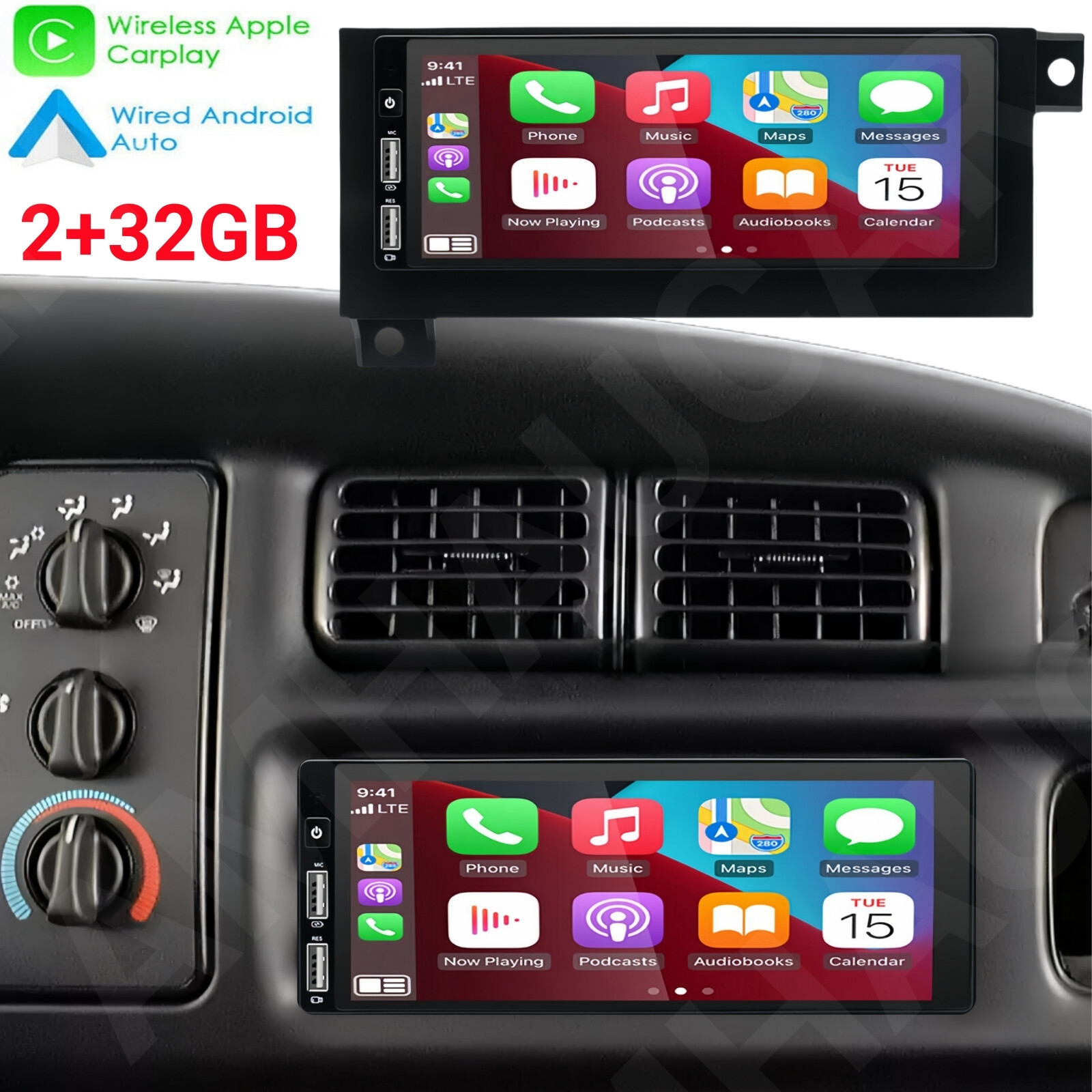 Carplay Car Stereo Radio Android 13 GPS For 1994–2002 Dodge Ram 1500-3500