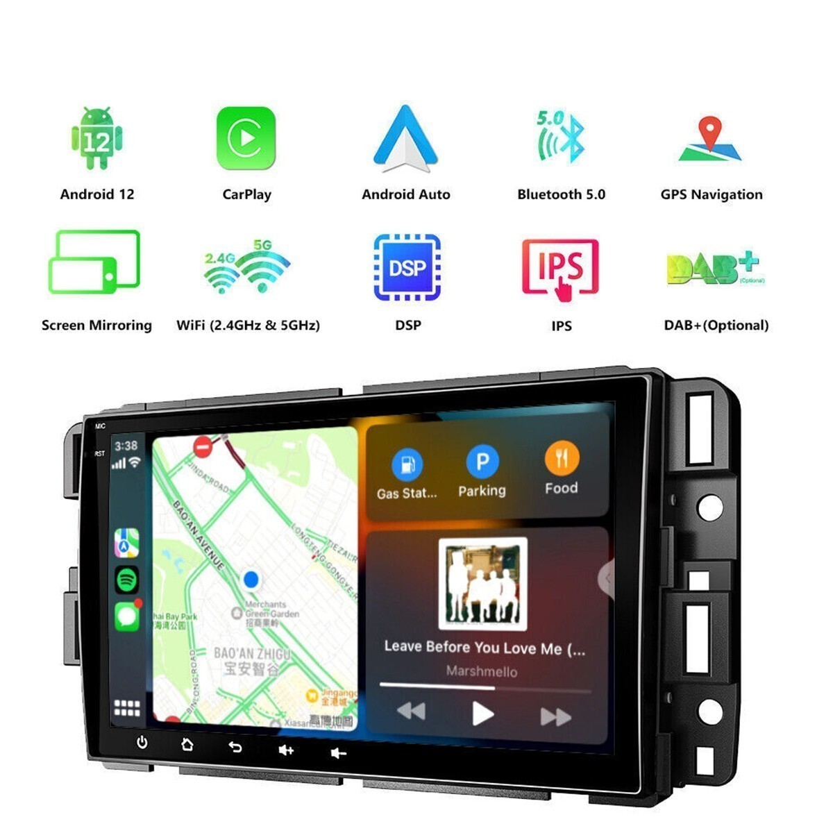 Car Radio Stereo Carplay For 2009-2012 Silverado GMC 4+64G 8in WiFi Mirror Link