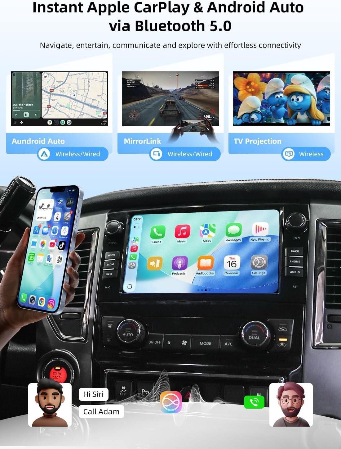 Dasaita 9″ QLED Car Stereo for Nissan Titan 2016-2020 CarPlay 4G LTE Bluetooth