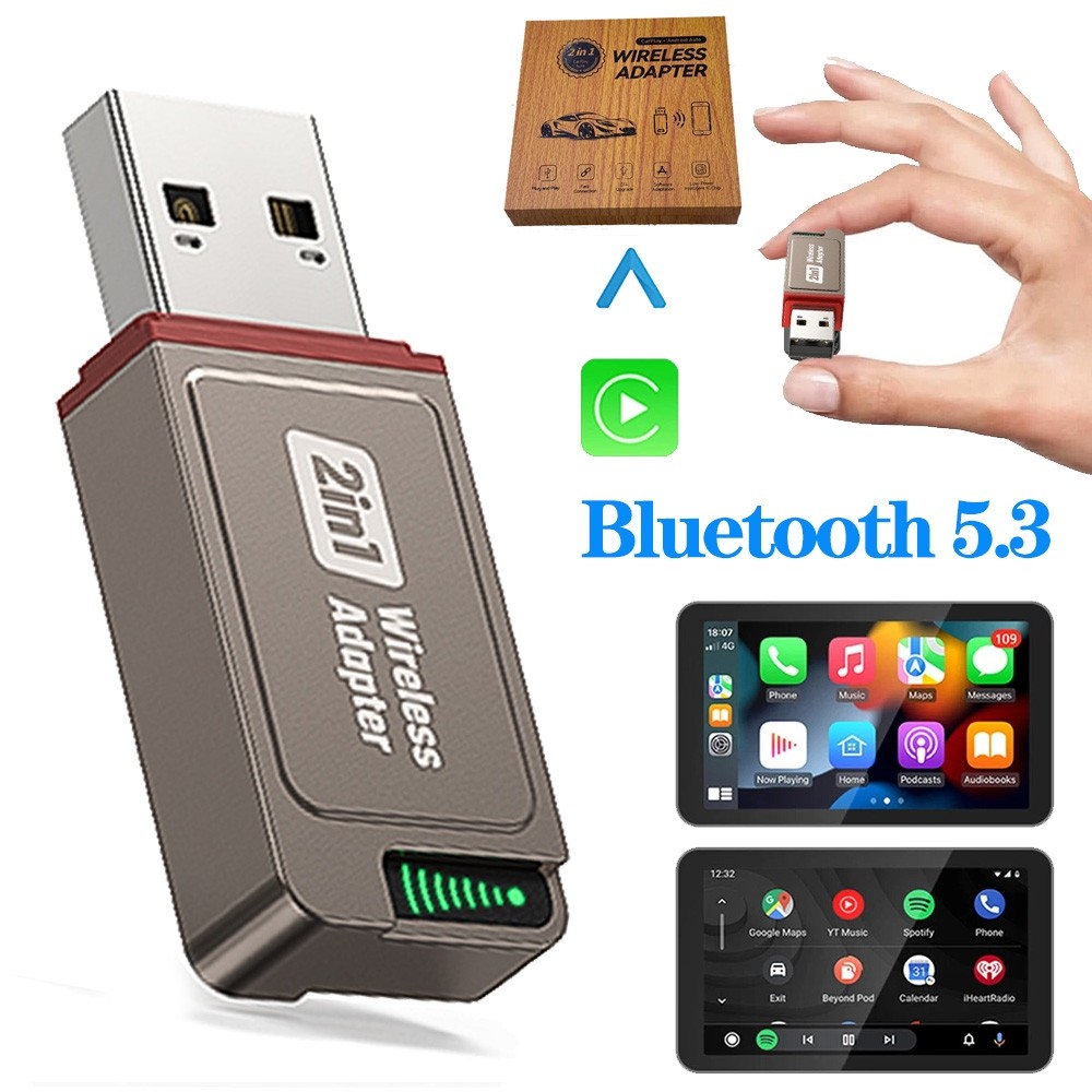 Auto Adapter 2in1 Wireless Carplay Android Mini w/Box Plug&Play Wireless Dongle