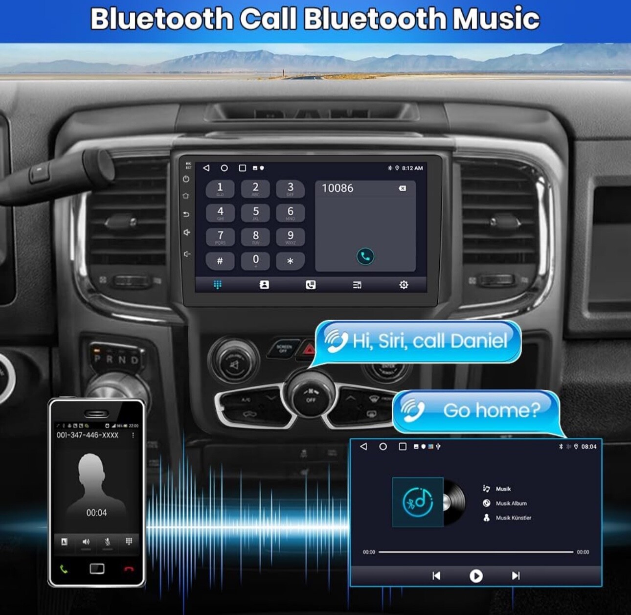 Car Radio Stereo for Dodge Ram 2013-2019 1500 2500 3500 Built in Carplay/Android