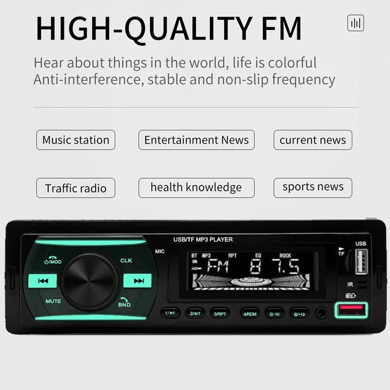 Car Stereo 1 DIN Radio Audio In-Dash Bluetooth FM USB AUX MP3 Player