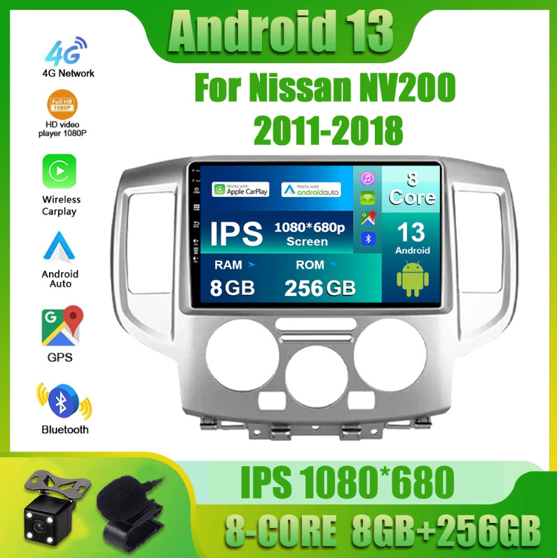 8G+256G Car Stereo Radio For Nissan NV200 2011-2018 Android 13 GPS DAB+ Car Play