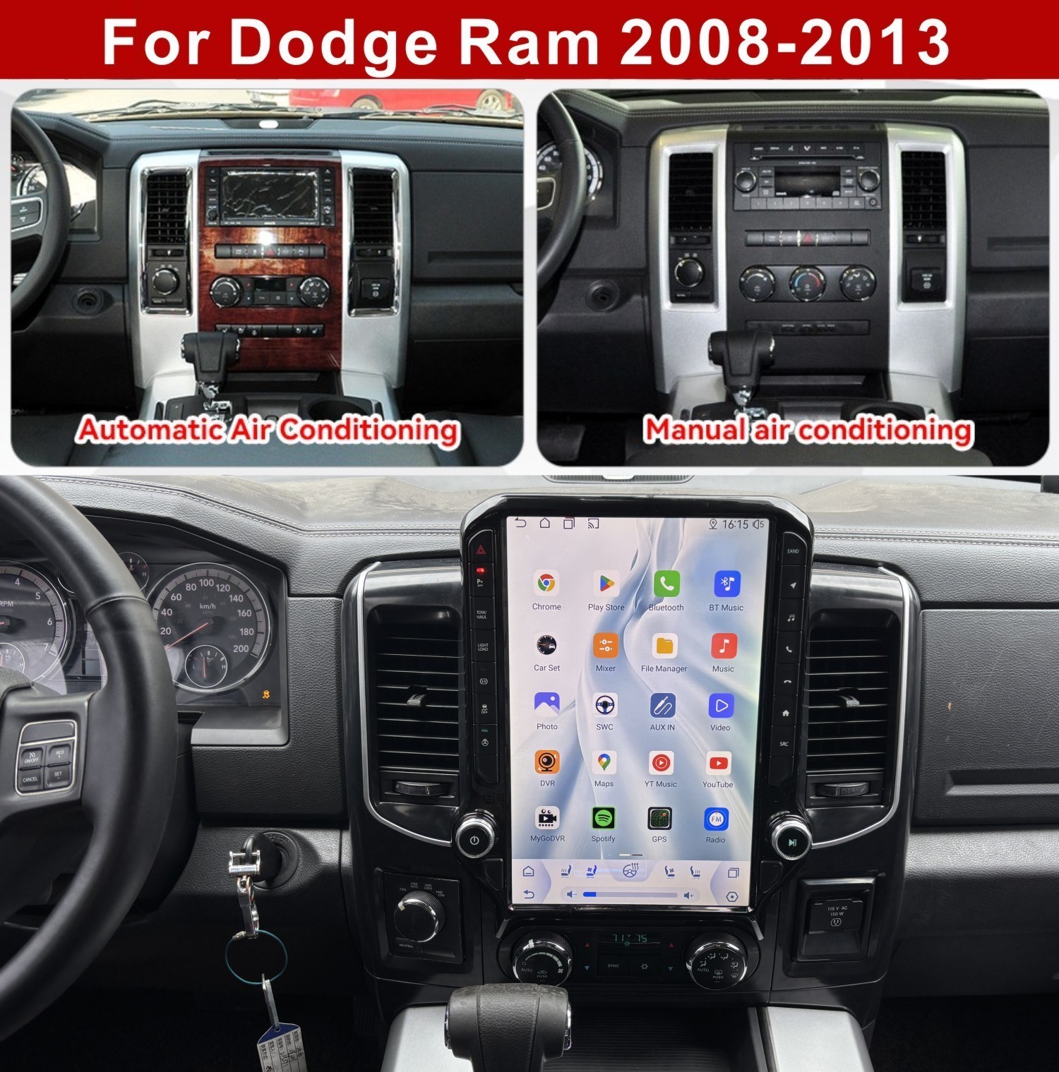 14.5″Radio carplay For Dodge RAM 1500 2500 3500 2008-2013 navigation A/C Player