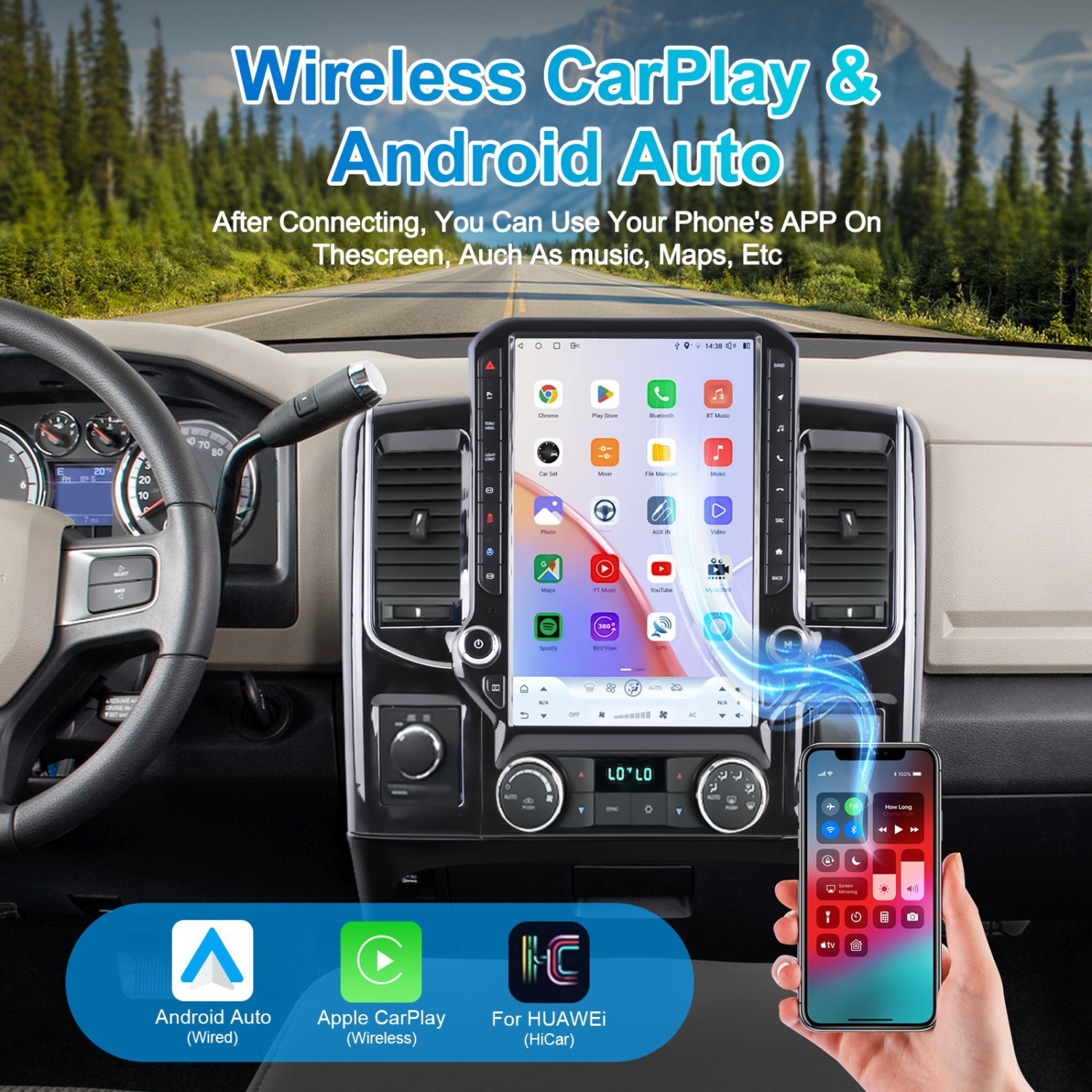 14.5″Radio carplay For Dodge RAM 1500 2500 3500 2008-2013 navigation A/C Player