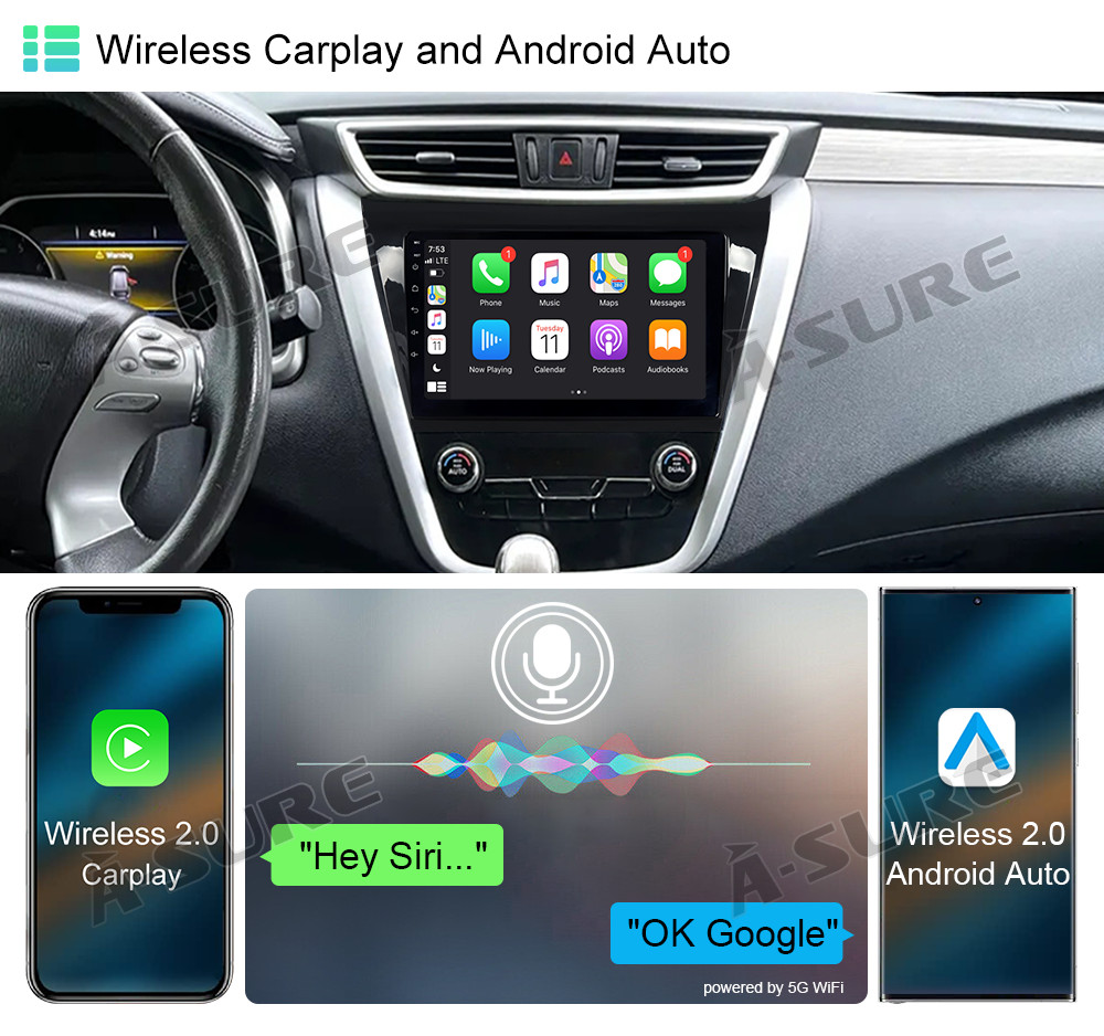 Car Stereo Radio Android 15 For Nissan Murano Z52 2015-2023 WIFI GPS CarPlay DSP